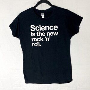 Gildan Soft Style Black Cotton Science Is The New Rock ‘N’ Roll T Shirt L